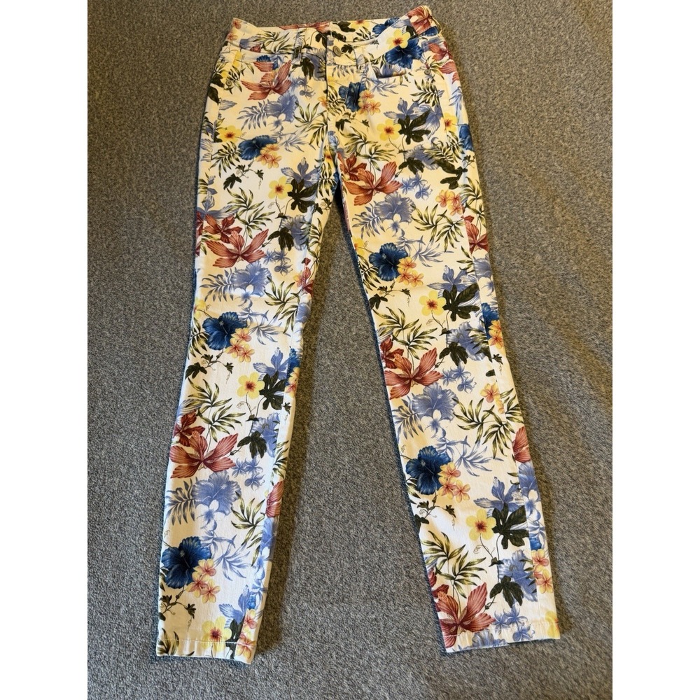 Tommy Bahama Denim Skinny Ankle Floral All Over Stretch Jeans Sz 0 (24x26 )White